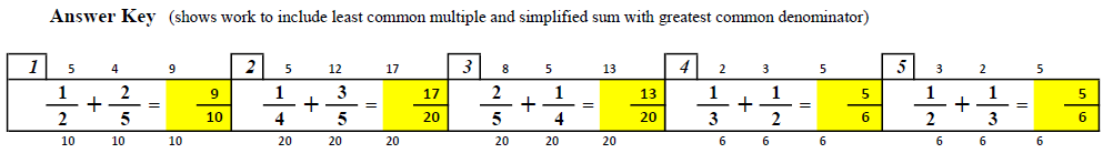 fraction addition simple answers