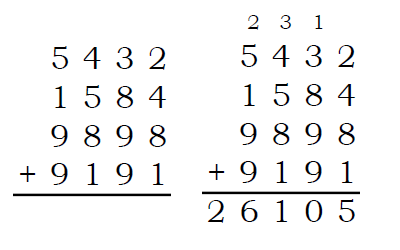 sample problem and answer for long addition